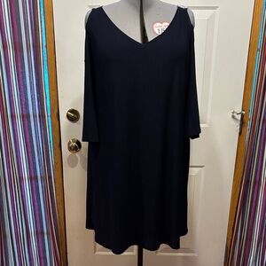 Elegant Black Cold Shoulder Dress Straight Fit 2X